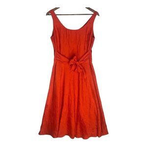 Coldwater Creek VTG Rusty Orange 100% Silk Scoop Neckline A-Line Dress
